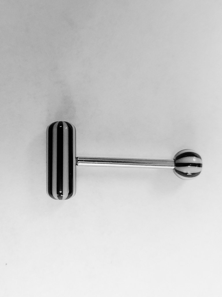 Tongue Ring 14g Teaser Barbell 16mm Tongue Body Jewelry Goth Punk Stripes